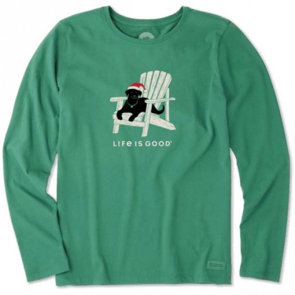 Life Is Good Green Long Sleeve Tee with Dog Graphic - Picture 4 of 7